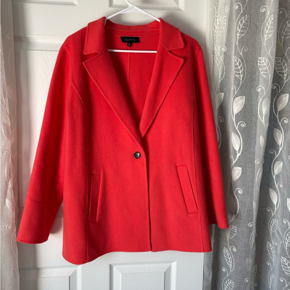 Talbots Single-Button 90% Wool Blend Coat jacket  women size 14